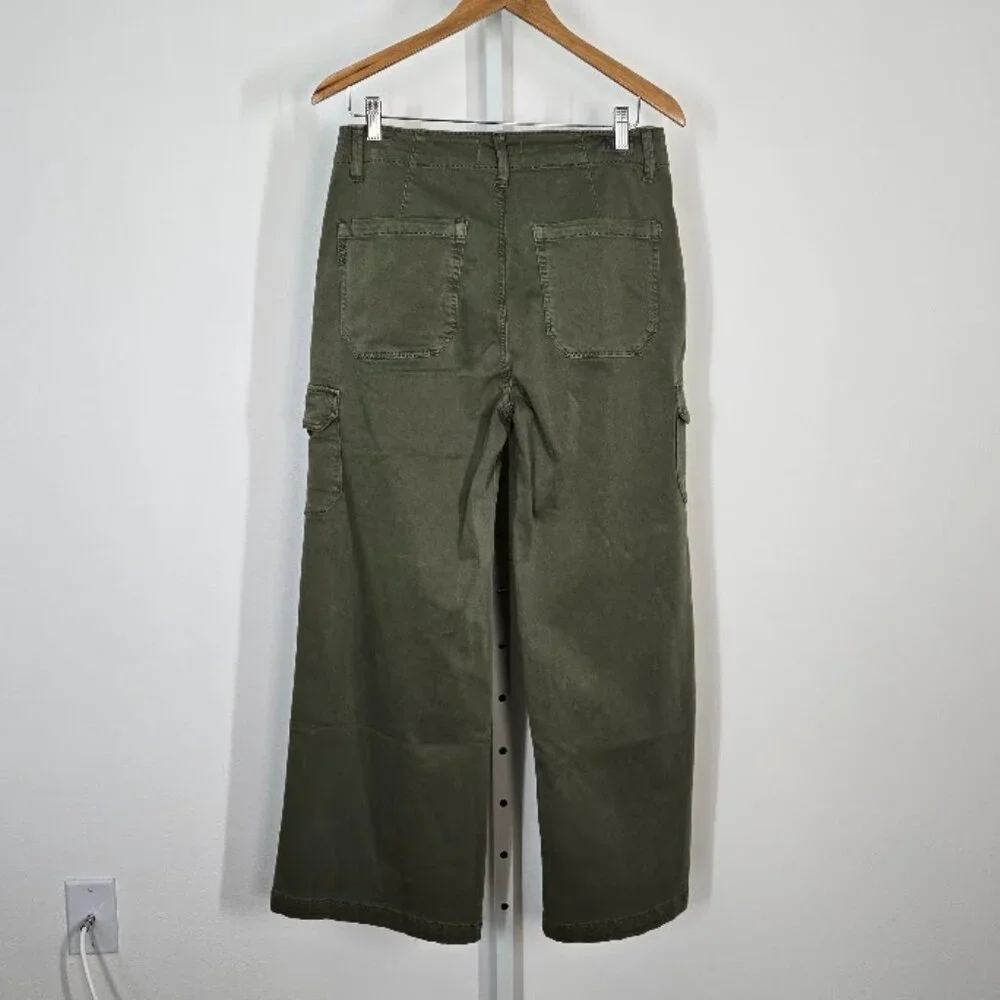 PAIGE Carly Wide Leg Cargo women's jeans in Vintage Ivy Green Size 29 NEW - Picture 7 of 11